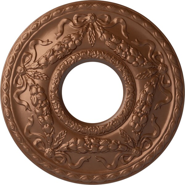 Ekena Millwork Hurley Ceiling Medallion (Canopies up to 7 1/4"), 22 1/8"OD x 7 1/4"ID x 1 3/4"P, Polished Copper CM26HUPOS - main